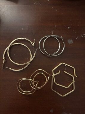 Gold and Silver Mixed Metal Hoop Earring Bundle (4 pairs)